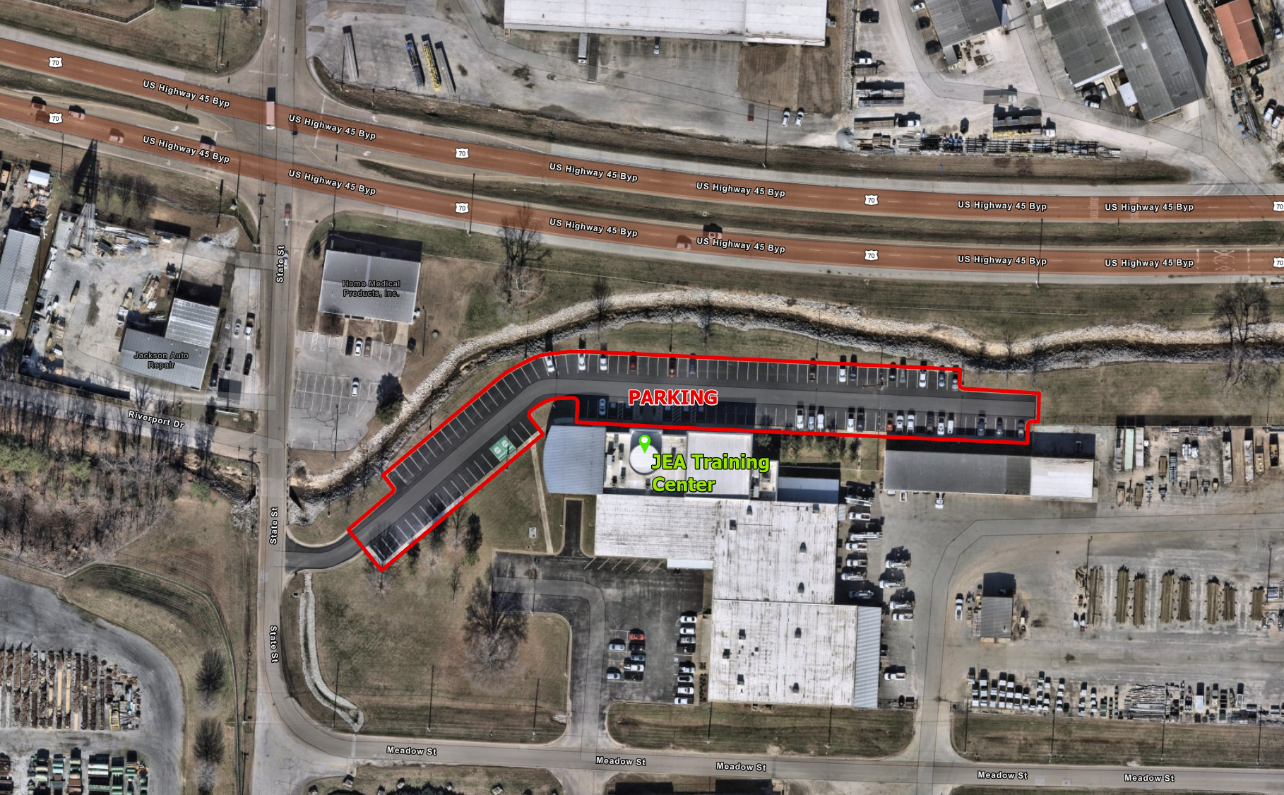 Map depicting parking location
