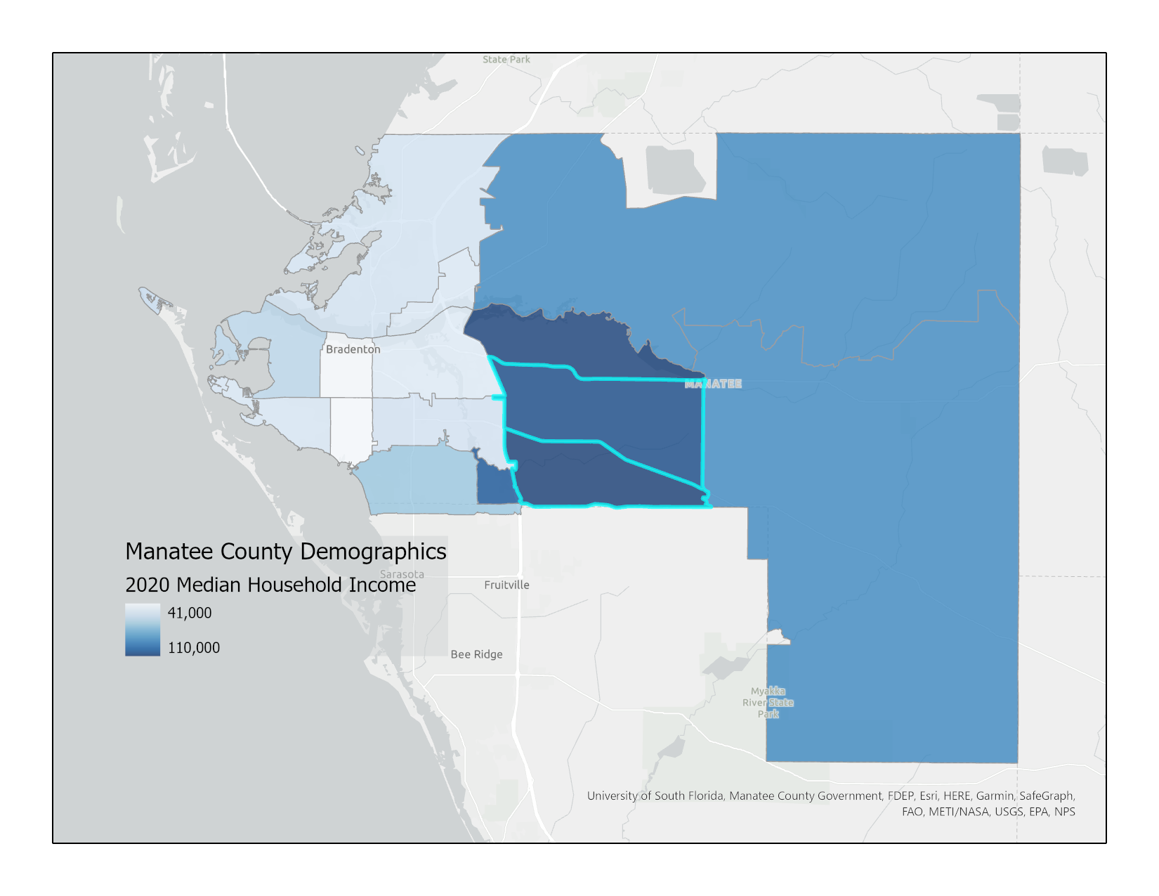 Median household income of Manatee County Florida